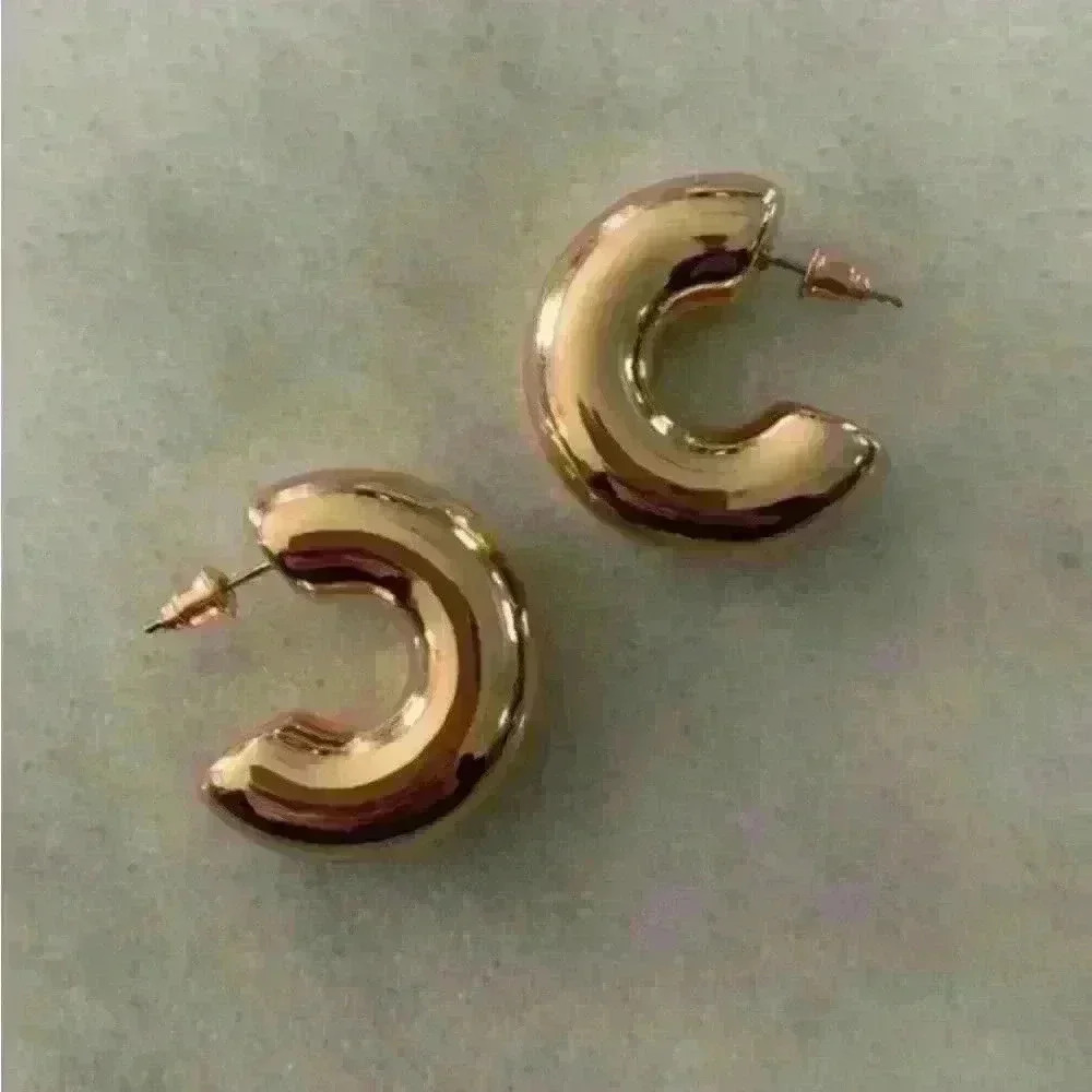 COPY - Gold Chunky Hoop Earrings Brand New